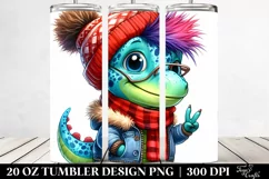 Goofy Baby Dinosaur Winter PNG Product Image 2