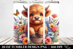 Highland Cow Sitting Pot | 20 oz Tumbler Product Image 2