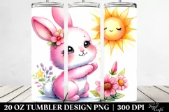 20 Oz Tumbler Sublimation | Smiling Cute Baby Bunny | Product Image 2