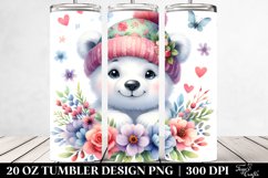 20 Oz Tumbler Sublimation | Colorful Polar Bear Whimsical Product Image 2