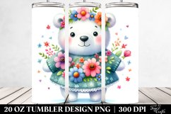 20 Oz Tumbler Sublimation | Colorful Polar Bear Whimsical Product Image 2