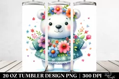 20 Oz Tumbler Sublimation | Colorful Polar Bear Whimsical Product Image 2