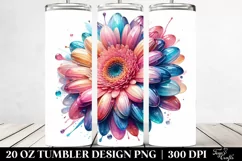 Detailed Vibrant Pastel Gerbera Tumbler Product Image 2
