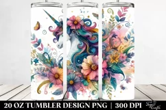 Colorful Unicorn Flower | 20 Oz Tumbler Product Image 2