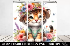 20 Oz Tumbler Sublimation | Cute Baby Tiger Dressed in Product Image 2