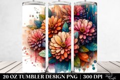 Abstract Wooden Zinnia in Watercolor Product Image 2