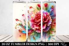 20 Oz Tumbler Sublimation | Carnation with Watercolor Product Image 2