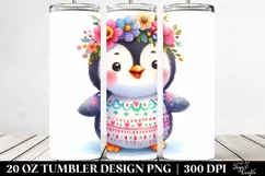 20 Oz Tumbler Sublimation | Smiling Cute Baby Penguin Product Image 2