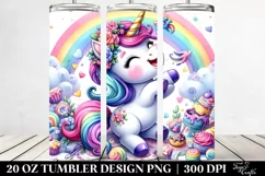Vibrant Cute Unicorn Drawing | 20 oz Tumbler Product Image 2