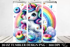 Vibrant Cute Unicorn Drawing | 20 oz Tumbler Product Image 2