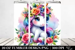 Vibrant Baby Unicorn Drawing | 20 oz Tumbler Product Image 2