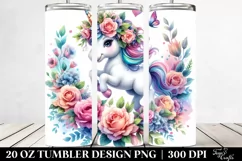 Vibrant Cute Unicorn Drawing | 20 oz Tumbler Product Image 2