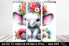 Cute Elephant with Flower Crown 20 Oz Tumbler Product Image 2