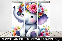 Cute Elephant with Flower Crown 20 Oz Tumbler Product Image 2