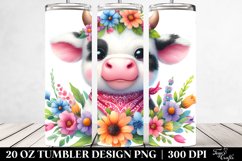 20 Oz Tumbler Sublimation | Smiling Cute Baby Cow Dressed in Product Image 2