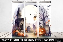 Simple Watercolor Halloween Crypt Tumbler Product Image 2