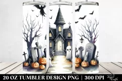 Simple Watercolor Halloween Crypt Tumbler Product Image 2