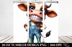 Expressive Cow with Farm Outfit | 20 Oz Tumbler Product Image 2