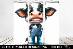 Expressive Cow with Farm Outfit | 20 Oz Tumbler Product Image 2