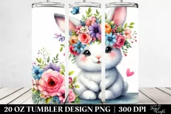 Cute Cartoon Rabbit with Flower Crown, Transparent 20 Oz Product Image 2
