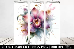 20 Oz Tumbler Sublimation | Glossy Orchid with Watercolor Product Image 2