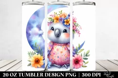 20 Oz Tumbler Sublimation | Smiling Cute Baby Parrot Dressed Product Image 2