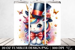Colorful Baby Unicorn, Magician&#039;s Hat. 20 oz Tumbler Design Product Image 2