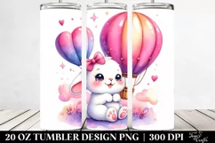 20 Oz Tumbler Sublimation | Smiling Cute Baby Rabbit Resting Product Image 2