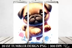 Cool Baby Pug Jumping, Transparent 20 Oz Tumbler Product Image 2