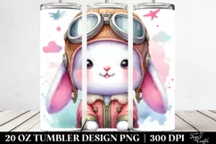 Smiling Pinkish Cute Baby Rabbit with Aviator Suit | Tumbler Product Image 2