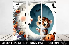 Scary Tiger Halloween Watercolor PNG Product Image 2