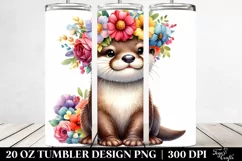 Cute Otter with Flower Crown 20 Oz Tumbler Product Image 2