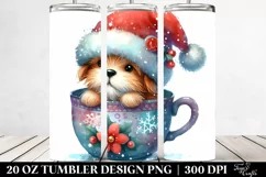 Whimsical Colorful Dog with Santa Hat 20 Oz Tumbler Product Image 2