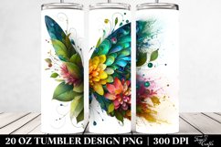 Vibrant Butterfly, 3D Flowers. 20 oz Tumbler Design Product Image 2