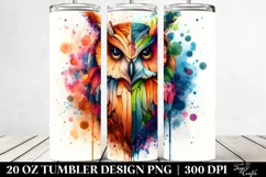 Abstract Vibrant Watercolor Owl | 20 oz Tumbler Product Image 2