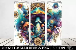 Vibrant Magical Mushroom Clipart, Transparent 20 Oz Tumbler Product Image 2