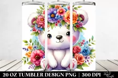 Cute Bear with Flower Crown 20 Oz Tumbler Product Image 2