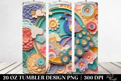 Pastel Peacock in 3D Scene 20 Oz Tumbler Product Image 2