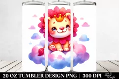 Smiling Pinkish Cute Baby Lion in Smiling Cloud | Tumbler Product Image 2