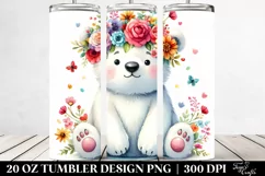 Cute Polar Bear with Flower Crown 20 Oz Tumbler Product Image 2