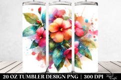 20 Oz Tumbler Sublimation | Material Watercolor Impatiens Product Image 2