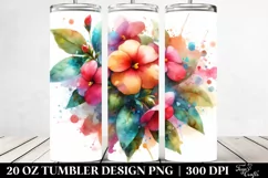 20 Oz Tumbler Sublimation | Material Watercolor Impatiens Product Image 2