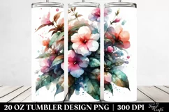 20 Oz Tumbler Sublimation | Material Watercolor Impatiens Product Image 2