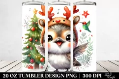 Expressive Baby Hummingbird with Reindeer Horns Product Image 2