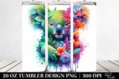 Vibrant Koala, 3D Flowers. 20 oz Tumbler Design Product Image 2