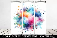 Colorful Blue Watercolor Splash Tumbler Product Image 2