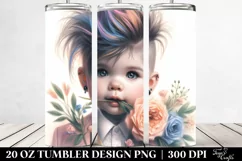 Baby with a Flower, Pastel Waterscape PNG Product Image 2