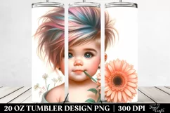 Baby with a Flower, Pastel Waterscape PNG Product Image 2