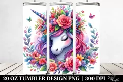 Unicorn Floral Wreath Tumbler Design Product Image 2