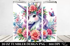 Unicorn Floral Wreath Tumbler Design Product Image 2